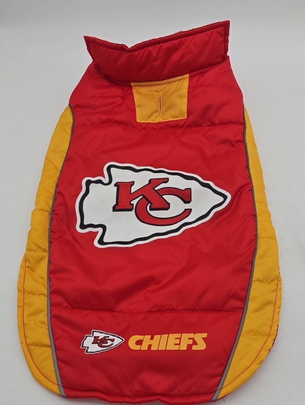 Pets First Kansas City Chiefs Dog Red Puffer Jacket NFL Licensed Size Large Rare